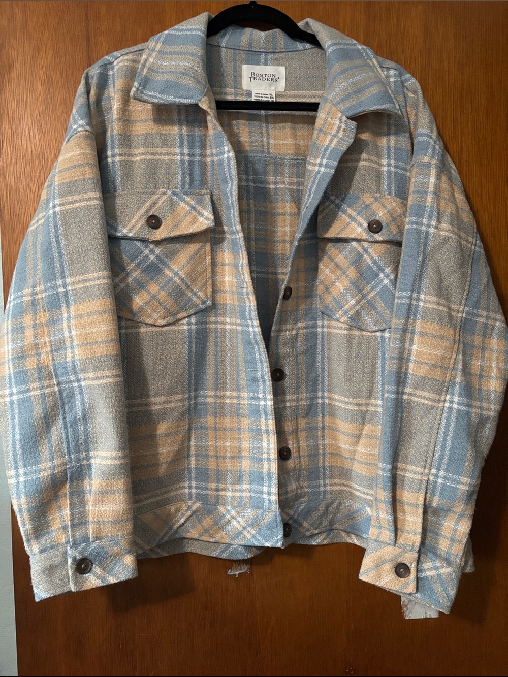 Boston Traders Light Blue and Beige Plaid Jacket